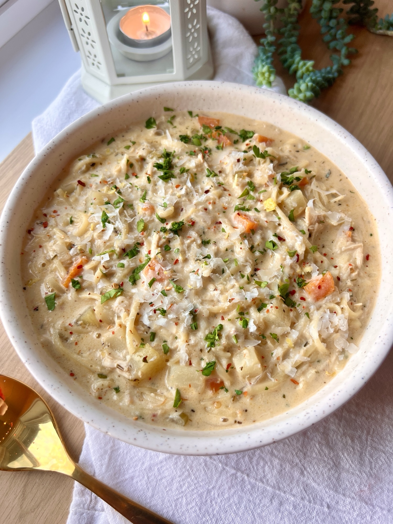 Creamy Chicken Noodle Soup - Kenna's Cooks